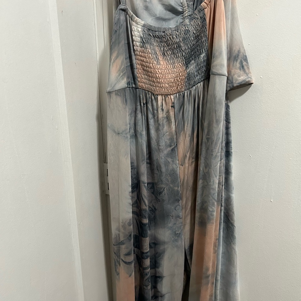 Blue and Cream Tie-Dye Jumpsuit - Picture 11 of 11